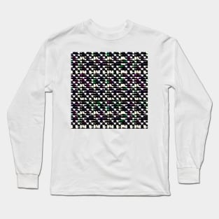 Green and Purple Glitch Checkerboard Lights Long Sleeve T-Shirt